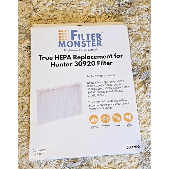 Filter-Monster True HEPA Replacement Filter for Hunter 30920 AIR PURIFIER NEW - Picture 2 of 5